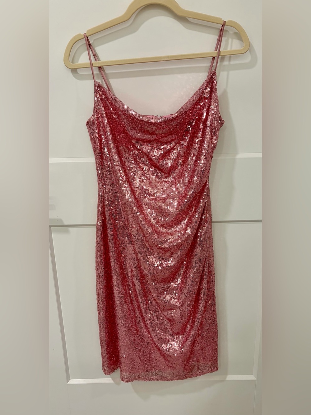 Laundry By Shelli Segal Sparkly Pink Sequin Midi Slip Dress